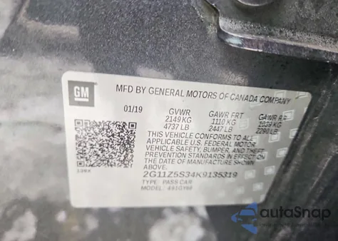 2019 Chevrolet Impala Lt from USA, damaged, VIN 2G11Z5S34K9135319